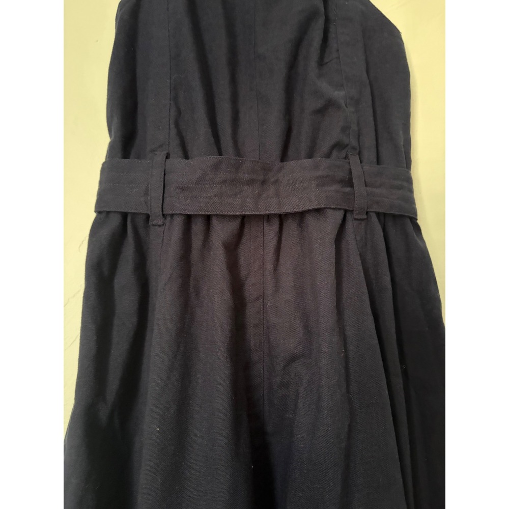 Central Park West Navy Blue Linen Blend Halter Button Front Midi Dress Sz XS - Picture 10 of 14